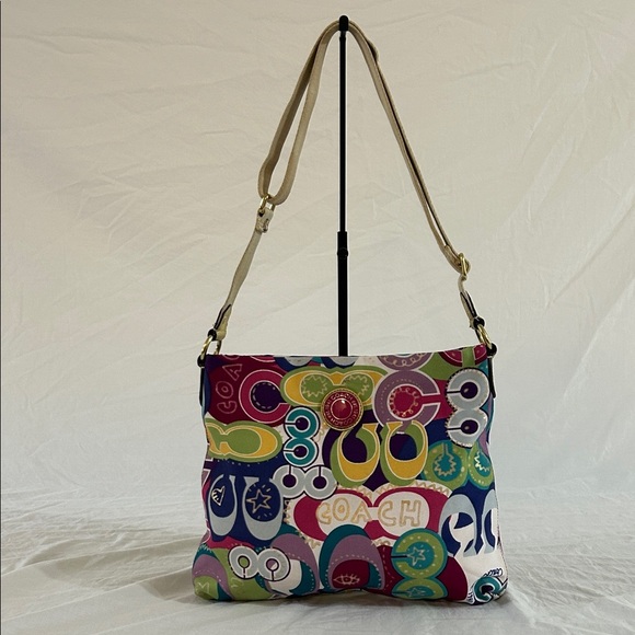 Coach Signature Poppy Graffiti Crossbody Shoulder Bag F19454 Gold Multicolor - Picture 1 of 12